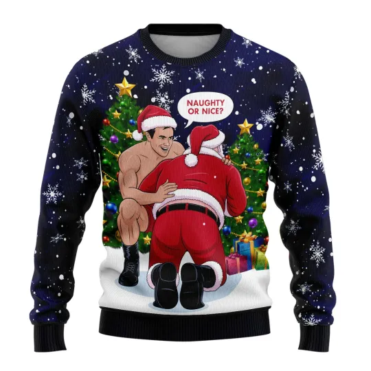 2025 Santa Claus Ugly Christmas Sweaters For Women Clothing Hilarious Unisex Spandex Blend Christmas Jumper Set Xmas Sweater