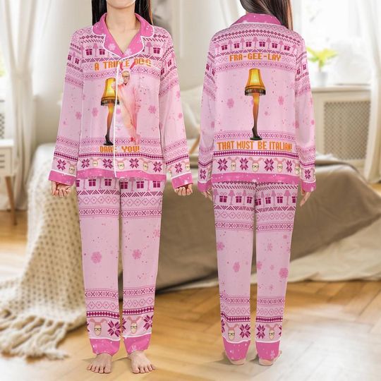 A Christmas Story Pajamas Set, Leg Lamp Pajamas, Oh Fudge Ralphie Santa Pajamas, Funny Movie Holiday Pajamas, Matching Family Pajamas Set