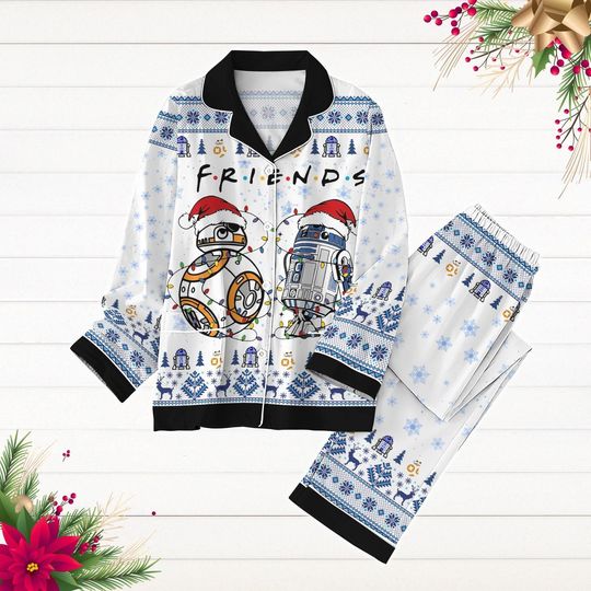 Discover Star Wars Christmas Pajamas Set, R2D2 And Bb8 Holiday Pajamas, Santa Hat Droids Star Wars Shirt, Pajamas For Party, Disney Xmas Pajamas