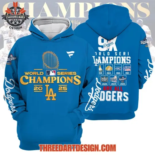 Discover L.@. D@d@gers 2025 9X World Series Champs Hoodie