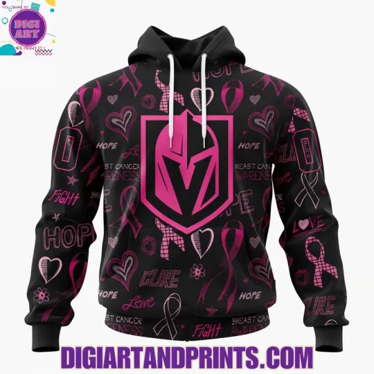 Discover Pink Breast Cancer Awareness Golden Knights Hoodie Custom
