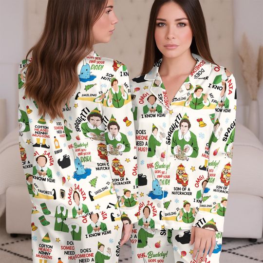 Buddy Elf Pajamas Set, Elf Christmas Pajamas, Christmas Elf Movie Shirt, Family Pajamas, Elf Christmas Holiday Shirt Christmas Party