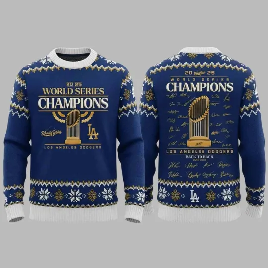 Discover Dodgers Back To Back World Series 2025 Ugly Christmas Sweater