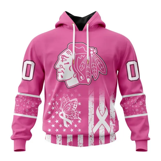 Discover Personalized Chicago Blackhawks Hoodie Breast Cancer Awareness Design