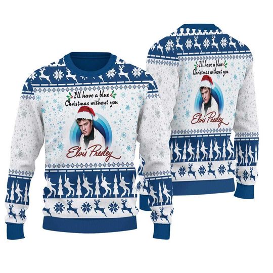 Discover Elvis Presley I'll Have A Blue Christmas Sweater, Elvis Presley Christmas Ugly Sweater