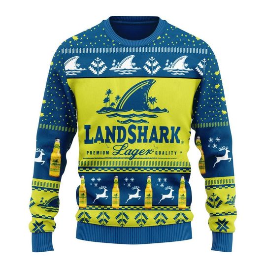 Landshark Large Ugly Christmas Sweater Beer Lovers Knitted Sweater