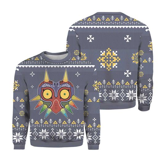 The Legend of Zelda Majora's Mask Knitted Ugly Sweater, Christmas Themed