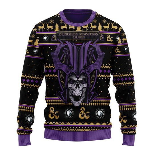 Dungeon Masters Guide 3D Print Ugly Christmas Sweater, D&D Knitted Ugly Sweater, Game Lover 3D Sweater