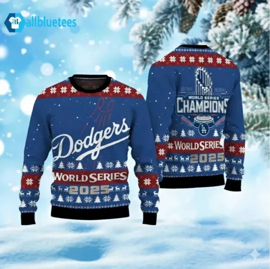 Dodgers World Series 3D Ugly Christmas Sweater
