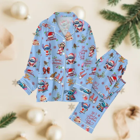 Discover Lilo & Stitch Santa Claus All I Want For Christmas Is You Merry Xmas Pajamas Set
