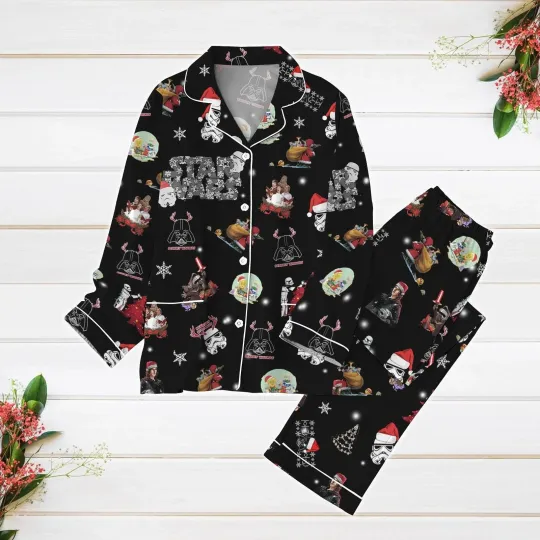 Discover Star Wars Galaxy's Edge Merry Christmas Festive Winter Holiday Gift Pajamas Set
