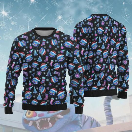 Christmas Derpy Tiger Demon Huntrix Black Sweater, 2025 Kpop Movie Derpy Demon Ugly Sweater