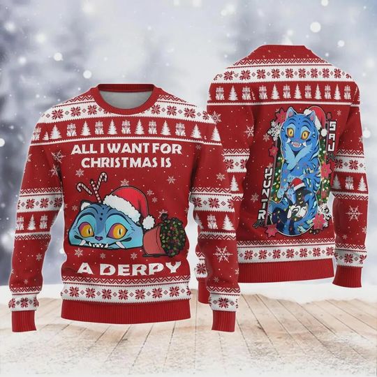 Discover All I Want For Christmas Is A Derpy Ugly Sweater, Christmas Derpy Tiger Ugly Sweater, Blue Tiger Kpop Cosplay Sweater