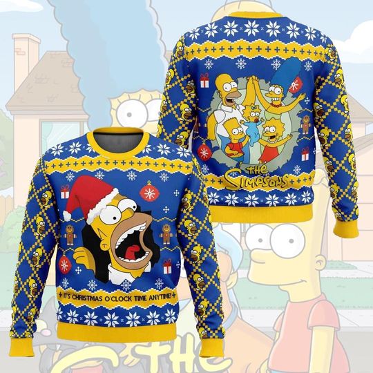 Simpsons Ugly Christmas Sweater, Homer Santa Funny Holiday Sweater, All Homer Want For Christmas Ugly Xmas Sweater