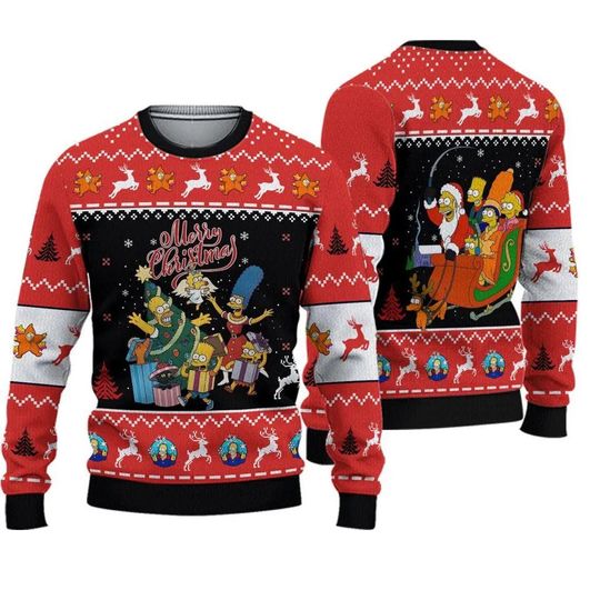 The Simpsons Ugly Christmas Sweater, Simpsons Santa Sweater, Simpsons Family Xmas Sweater, Christmas Tree Shirt