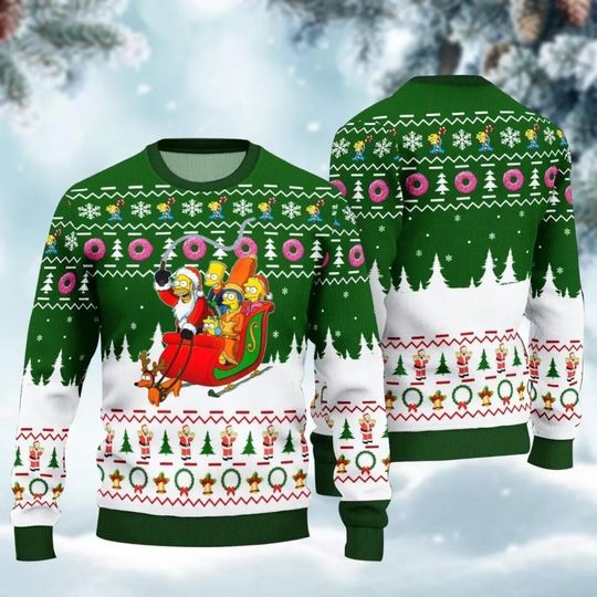 The Simpsons Ugly Christmas Sweater, Simpsons Santa Sweater, Simpsons Family Xmas Sweater, Christmas Tree Shirt