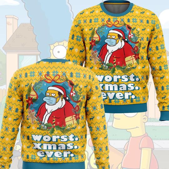 Simpsons Homer Ugly Christmas Sweater, Ho Ho Homer Sweater, Cartoon Movie Xmas Sweater, Santa Simpsons Sweater, Christmas Gift For Kids