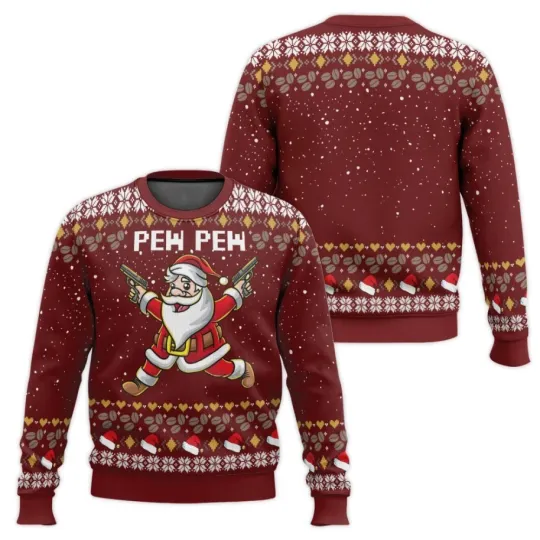 Discover Santa Claus Pew Pew Ugly Christmas Sweater
