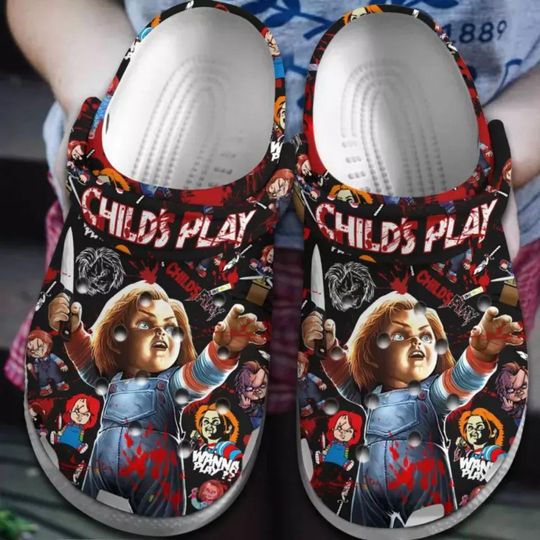 Child’s Play Horror Chucky Doll Halloween Clogs Shoes, Funny Slippers