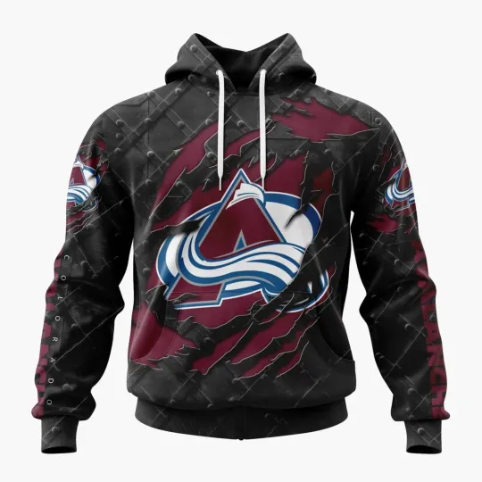 Personalized Colorado Avalanche Hoodie Special Black Metal Design