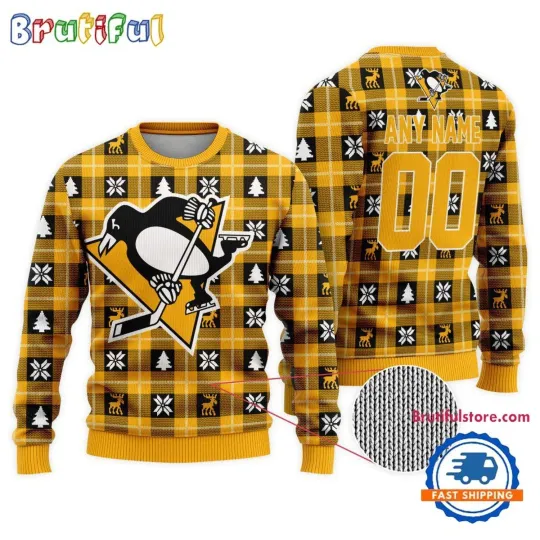 Discover Pittsburgh Penguins Personalized Snow Tree Ugly Christmas Sweater