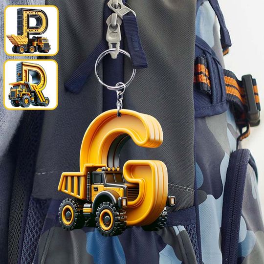 Discover Construction Vehicles Letter Ornament - Personalized Kid Ornament
