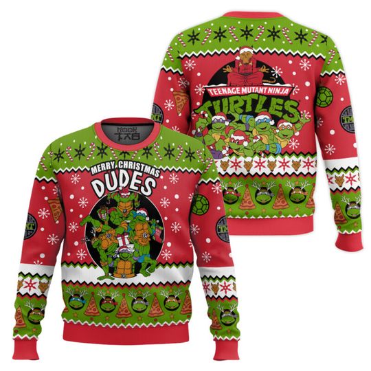 Discover Turtle Leo Donnie Raph and Mikey Ugly Christmas Sweater Funny Holiday Party Pullover Plus Size Sweater for Men Women Xmas Gift