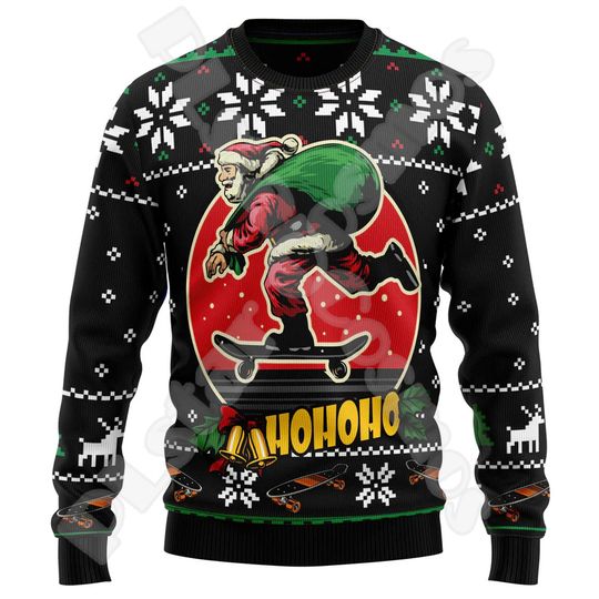 Discover Halloween Christmas Santa Claus Graffiti Vintage Retro Winter Ugly Sweater 3DPrint Harajuku Pullover Casual Funny Long Sleeves X