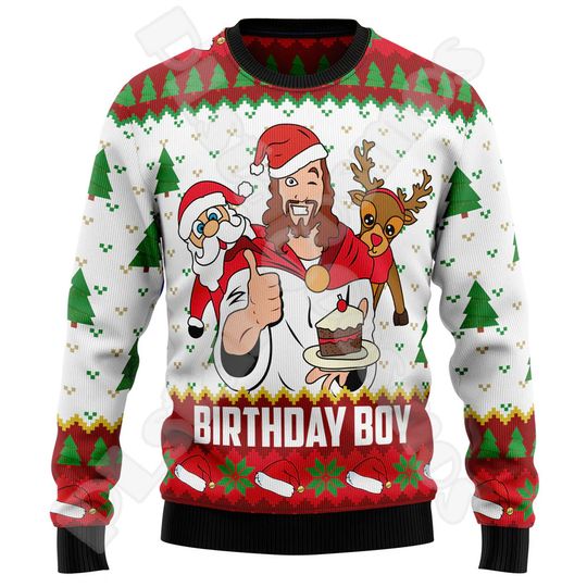 Discover Halloween Christmas Santa Claus Graffiti Vintage Retro Winter Ugly Sweater 3DPrint Harajuku Pullover Casual Funny Long Sleeves 7