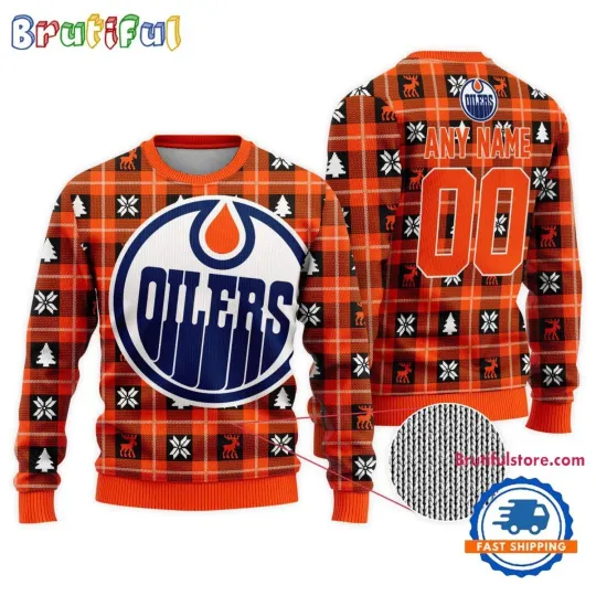 Discover Edmonton Oilers Personalized Snow Tree Ugly Christmas Sweater