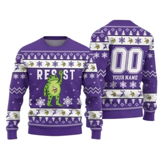 Discover Personalized 2026 Christmas Vikings Portland Frog Resist Ugly Sweater