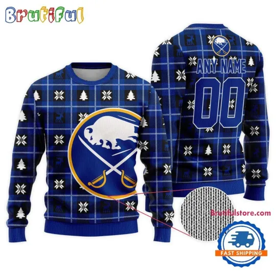 Discover Buffalo Sabres Personalized Snow Tree Ugly Christmas Sweater