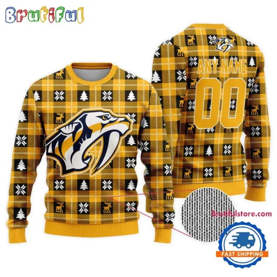 Discover Nashville Predators Personalized Snow Tree Ugly Christmas Sweater