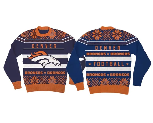 Denver Broncos Logo Ugly Christmas Sweater for Adults