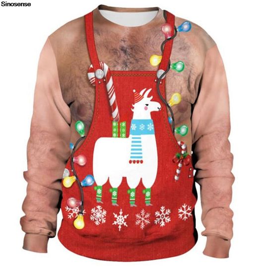 Discover Men Women Tacky Xmas Sweatshirt Unisex Holiday Party Jumpers Tops Pullover Christmas Alpaca Snowfalkes Ugly Christmas Sweater