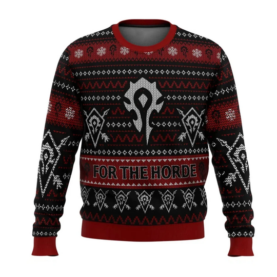 2026 Autumn/Winter World of Warcraft For The Horde Ugly Christmas Sweaters Cartoon Anime Women's Men's Hoodies Fashion Christmas