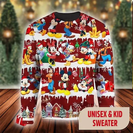 Discover 2025Disney  Christmas Sweater Men's Womens 3d Ugly Sweater Mickey Ugly Christmas Sweater Anime Xmas Gifts Sweater