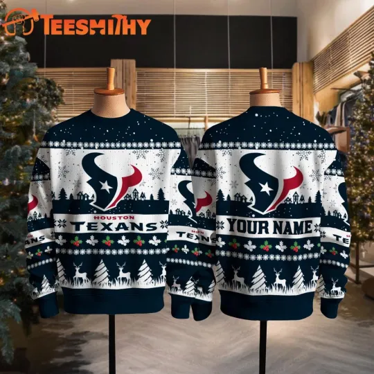 Discover Custom Houton Texan football Snow Ugly Christmas Sweater