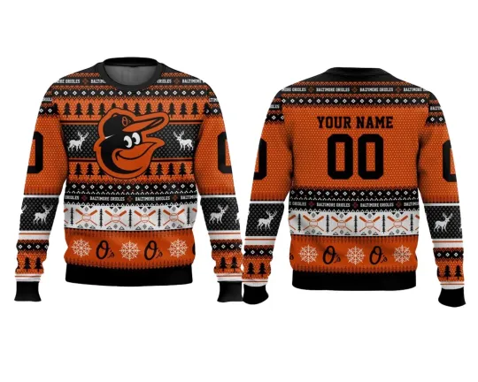 Discover Custom 2025 Christmas Baltimore Oriole Ugly Sweater