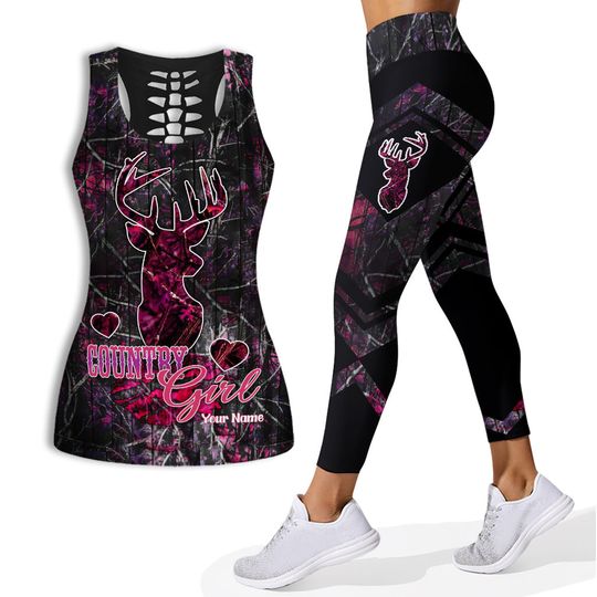 Discover Country Girl Camo - Personalized Hunting Hollow Tank Top and Leggings