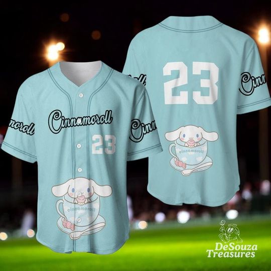Discover Cute Cinnamoroll Baseball Jersey 2025  Cartoon Button Jersey  Kawaii Baseball Shirt