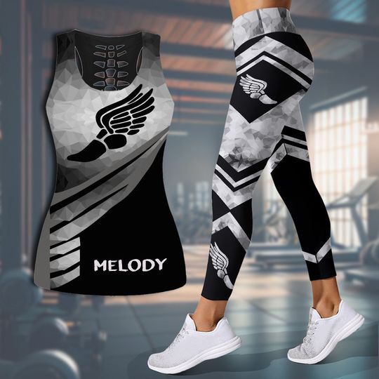 Discover I Won't Quit Until I'm Fit - Personalized Running Hollow Tank Top and Leggings