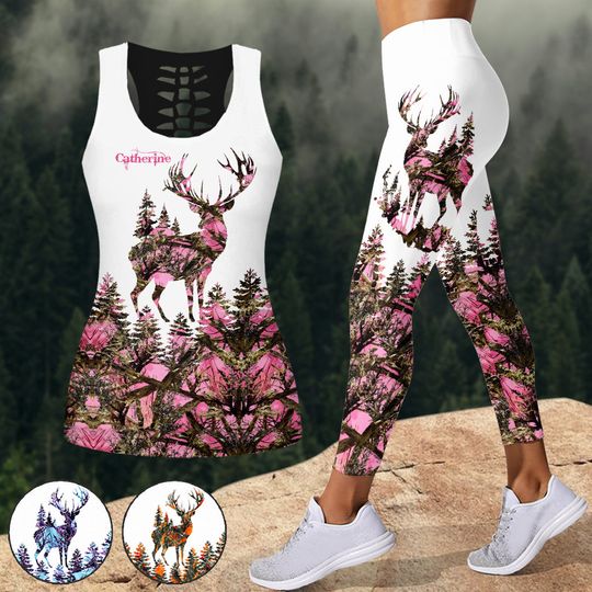 Discover Country Girl - Personalized Hunting Hollow Tank Top and Leggings