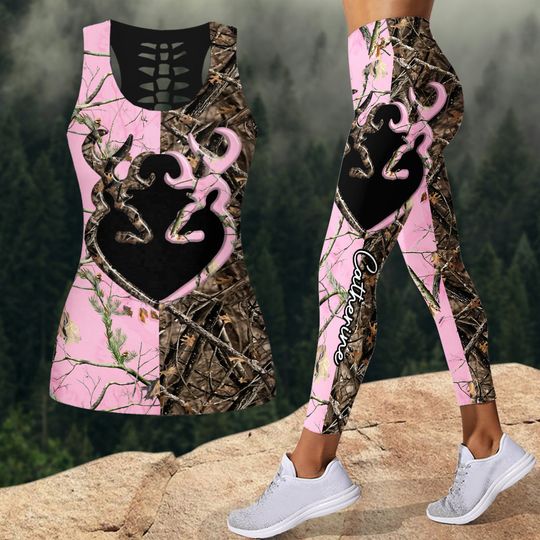 Discover Country Girl - Personalized Hunting Hollow Tank Top and Leggings