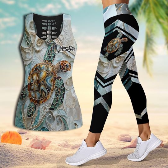 Discover Love Turtles - Personalized Turtle Hollow Tank Top and Leggings