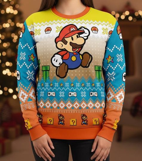 Discover Super Mario Ugly Christmas Sweater, Mario Gaming Sweater, Holiday Geek Gift For Men Women, Xmas Gamer Gift