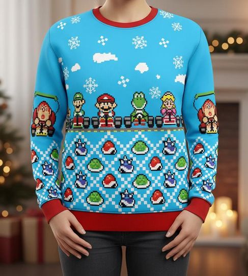 Mario Bros Ugly Christmas Sweater, Nintendo Sweater, Gamer Christmas Gift For Men Women