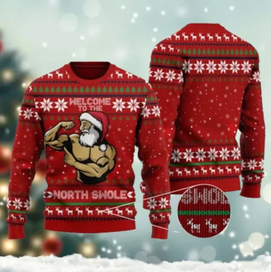 Discover Welcome to the North Swole Santa Ugly Christmas Sweater Gym Fitness Holiday Unis