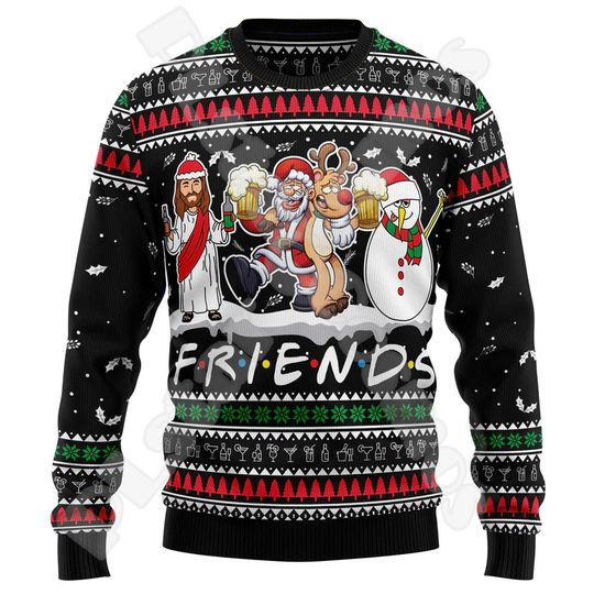 Discover Halloween Christmas Santa Claus Graffiti Vintage Retro Winter Ugly Sweater 3DPrint Harajuku Pullover Casual Funny Long Sleeves D