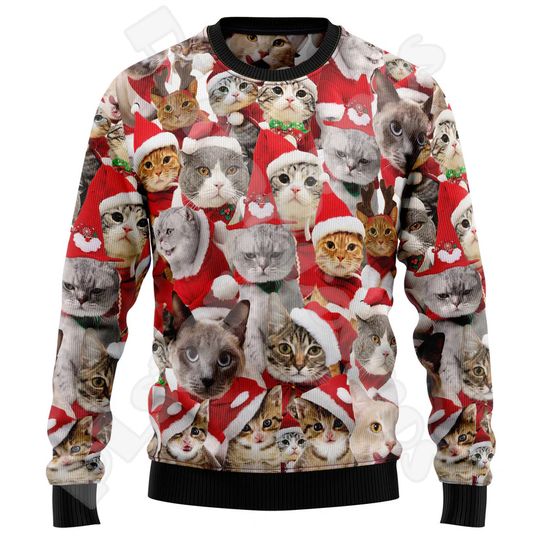 Discover Halloween Christmas Santa Claus Graffiti Vintage Retro Winter Ugly Sweater 3DPrint Harajuku Pullover Casual Funny Long Sleeves 3